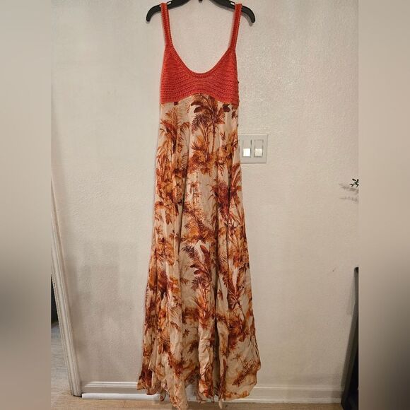 Alanui Hookipa Toile De Jouy Maxi Dress In Orange Size Small - Picture 11 of 13